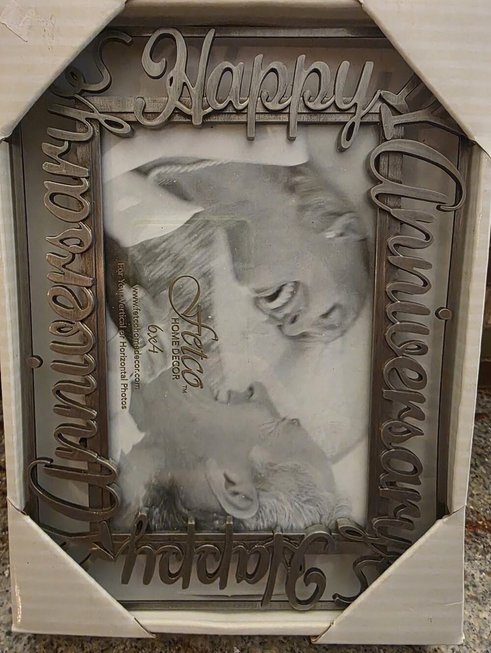 Fetco Silver "Happy Anniversary" Decorative Picture Frame - 6X4